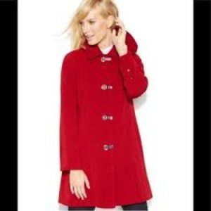 London fog red snap front coat szL